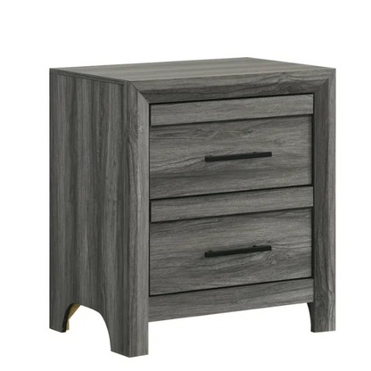 Stylish Dark Grey Wooden 5-Piece Twin Bedroom Set: Luxurious Rustic Solid Wood Design