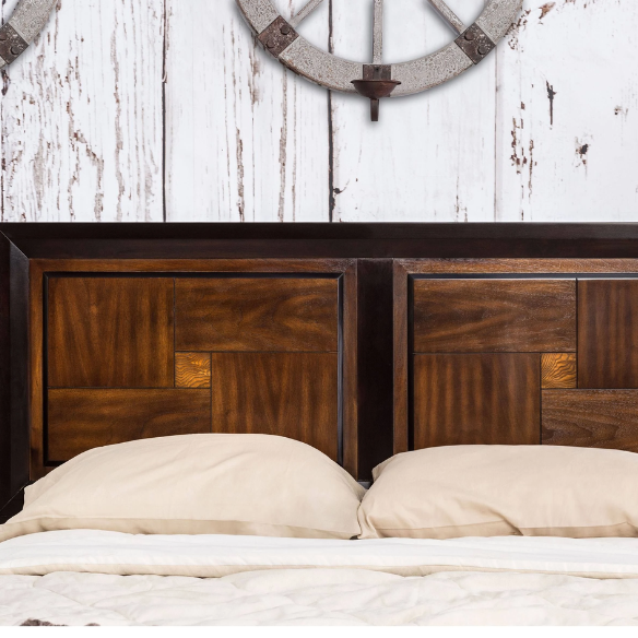 Elegant Sigh Rustic Walnut 3-Piece Queen Bedroom Set – Transitional Design with Solid Wood Construction, Chrome Accents, and Ample Storage