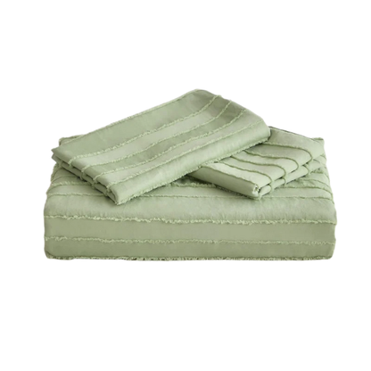 Luxurious Tufted Duvet Cover Set – Queen Size | Striped Textured Boho Bedding | Ultra-Soft Washed Microfiber | 3-Piece Set