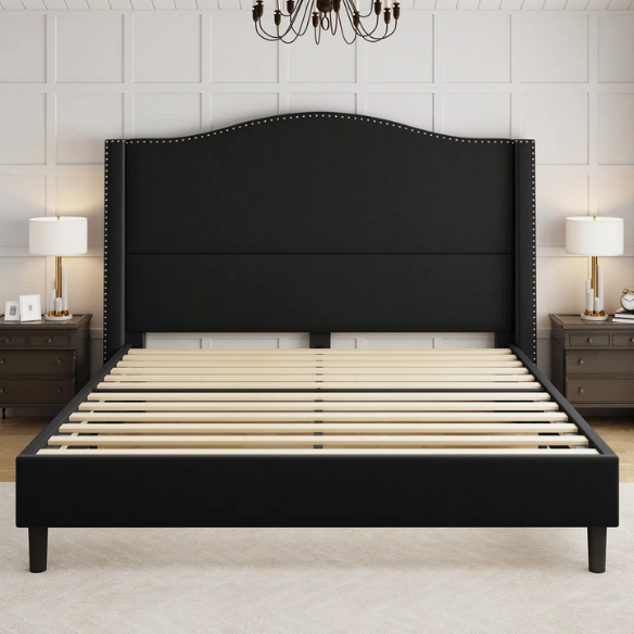 Luxurious Velvet Upholstered Metal Platform Bed – Full/Double Size with Sleek & Stylish Design