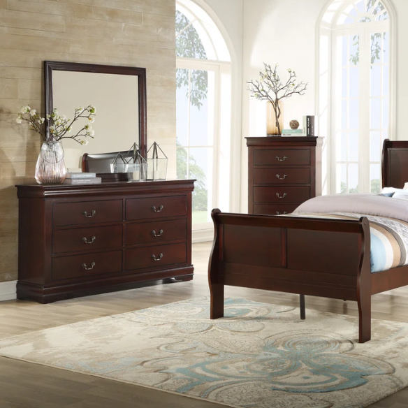 Elegant Polish Wooden Louis Philippe Style 5-Piece Full Double Size Bedroom Set – Timeless Design with Classic Charm and Luxurious Craftsmanship