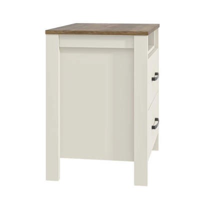 22.7" 2-Drawer Nightstand – Space-Saving Modern Minimalism, Engineered Wood with Clean-Lined Silhouette, Neutral Finish, Open Cubby & 2 Spacious Drawers for Bedroom Storage, Ideal for Tech & Accessories