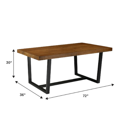 72-Inch Solid Wood Distressed Dining Table – Rustic Industrial Charm for Any Dining Room