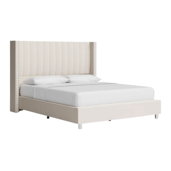 Velvet Upholstered Queen Size Platform Bed with Tufted Button Detail on Headboard