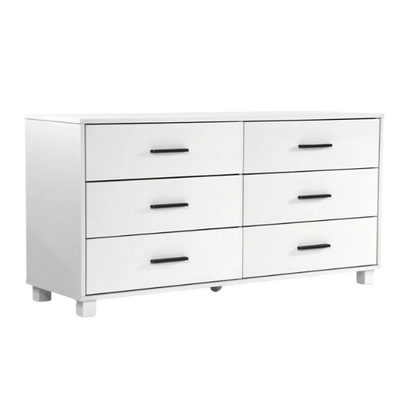 Rustic White King 5-Piece Solid Wood Bedroom Set – Bed, 2 Nightstands, 6-Drawer Dresser, and 5-Drawer Chest