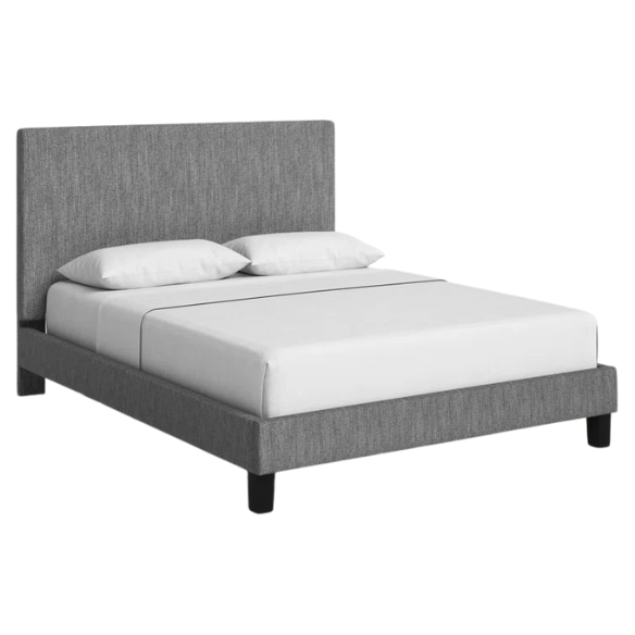 Solid Colored Linen Upholstered Queen Size Standard Bed