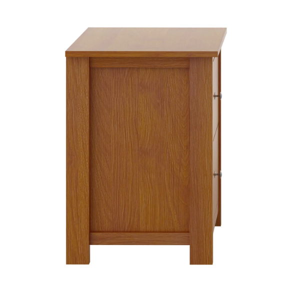 2-Drawer Nightstand – Neutral Engineered Wood, Streamlined Rectangular Design, Four Block Legs, Convenient Storage with Roller-Glide Drawers & Metal Knobs, Perfect for Traditional & Contemporary Bedroom