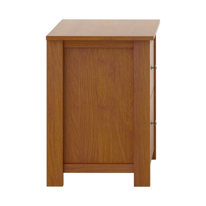 2-Drawer Nightstand – Neutral Engineered Wood, Streamlined Rectangular Design, Four Block Legs, Convenient Storage with Roller-Glide Drawers & Metal Knobs, Perfect for Traditional & Contemporary Bedroom