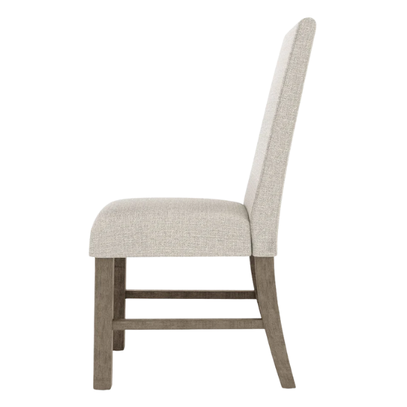 Modern Farmhouse Grey Upholstered Side Dining Chairs (Set of 2) – Neutral Fabric Seating with Wood Frame