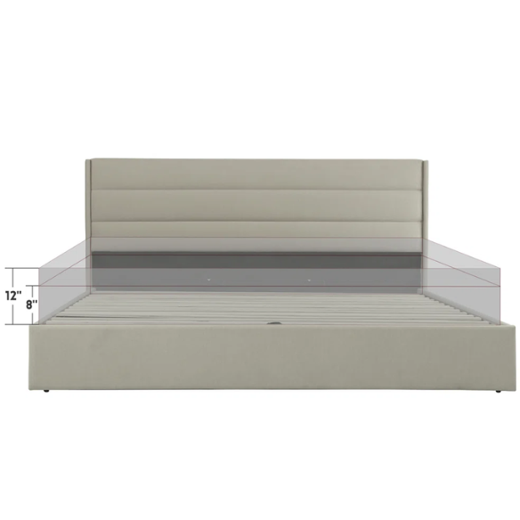 Elegant Hydraulic Lift Upholstered Storage Bed with Wingback Headboard, Velvet Fabric, Button-Tufted Detailing, and Ample Under-Bed Storage for Bedding and Seasonal Items