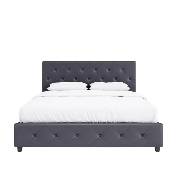 Luxurious Faux Leather Platform Bed – Full Double Size with Sleek Modern Design