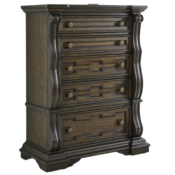 4-Piece Queen Upholstered Bedroom Set in Brown with Tufted Headboard, Dresser, Chest & Nightstand