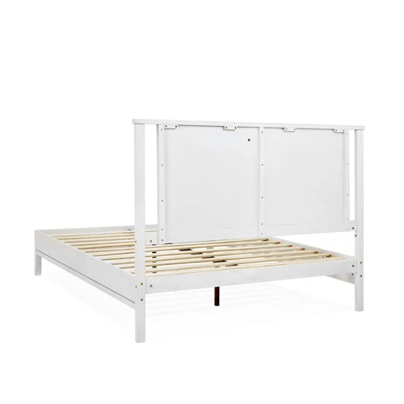 Solid Wood Platform King Size Bed with Headboard – Rustic Wood Frame with Steel Reinforcement for Ultimate Stability and Comfort