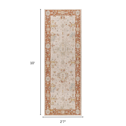 Elegant Oriental Rug – Stain-Resistant, High-Low Pile, Machine Woven with Fringed Detailing