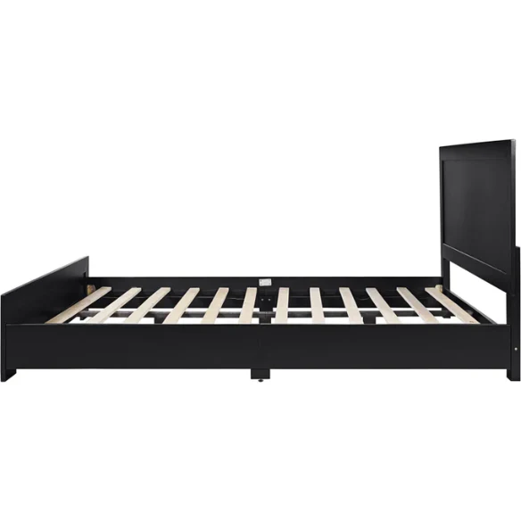 Modern Sophistication 2-Piece Queen Platform Bedroom Set with Sleek Headboard and Footboard in Solid Wood