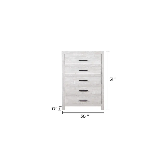 Stylish Light Grey Wooden 5-Piece Twin Bedroom Set: Luxurious Rustic Solid Wood Design