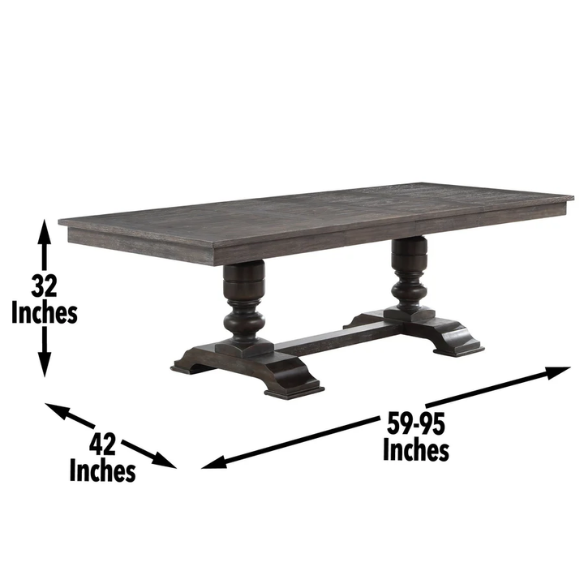 Extendable Dining Table – Classic with a Modern Twist, Distressed Washed Espresso Finish, Two 18-inch Extension Leaves, Seats Up to 8