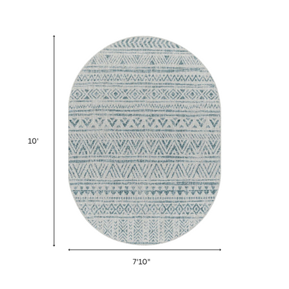 Striped Geometric Area Rug – Aqua & Taupe, Durable Polypropylene, Low-Pile Design for High-Traffic Indoor/Outdoor Spaces