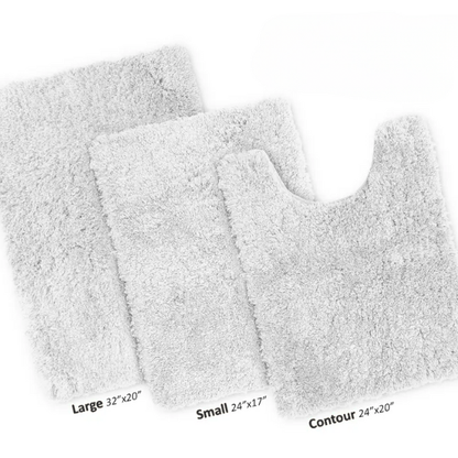 White Shaggy Bath Rug Set – Ultra-Soft Microfiber Non-Slip Bathroom Mat with Rubber Backing (2 or 3-Piece Set)