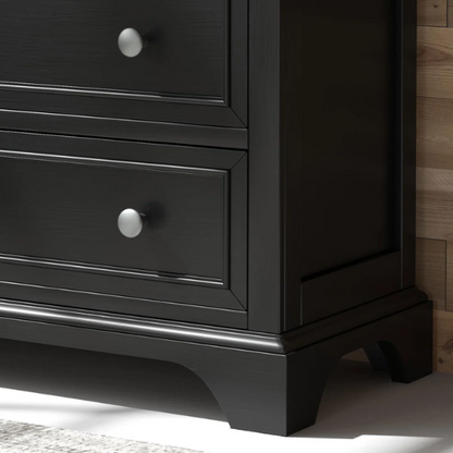 Elegant Queen Bedroom Set in Solid Black Wooden Design