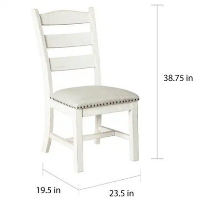 Rustic White Distressed Solid Wood Upholstered Side Chairs (Set of 2) – Farmhouse Dining Accent Seating