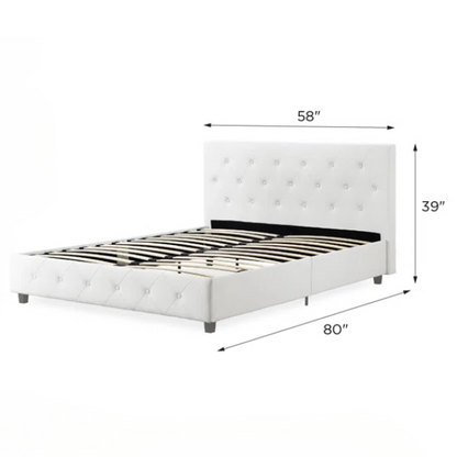 Luxurious Faux Leather Platform Bed – Full Double Size with Sleek Modern Design