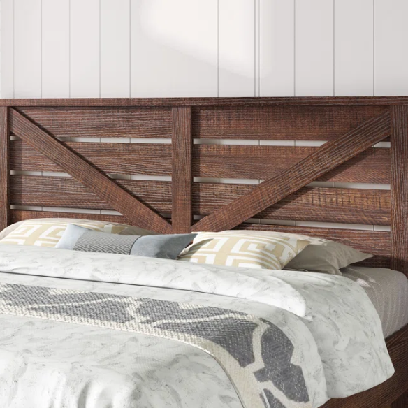 Farmhouse Classic Bed Frame with 49.2" Barn Door-Inspired Headboard, Ample Under-Bed Storage, Sturdy Metal Frame, and Silent Cotton Padding for Peaceful Sleep