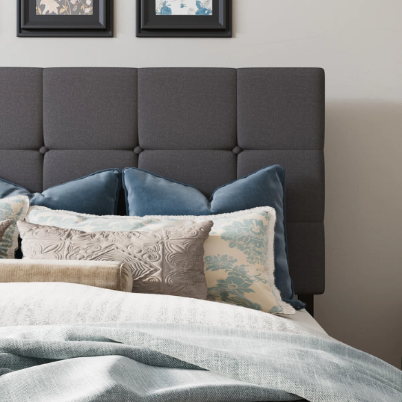 Queen Size Upholstered Platform Storage Bed with Tufted Button Accent Design