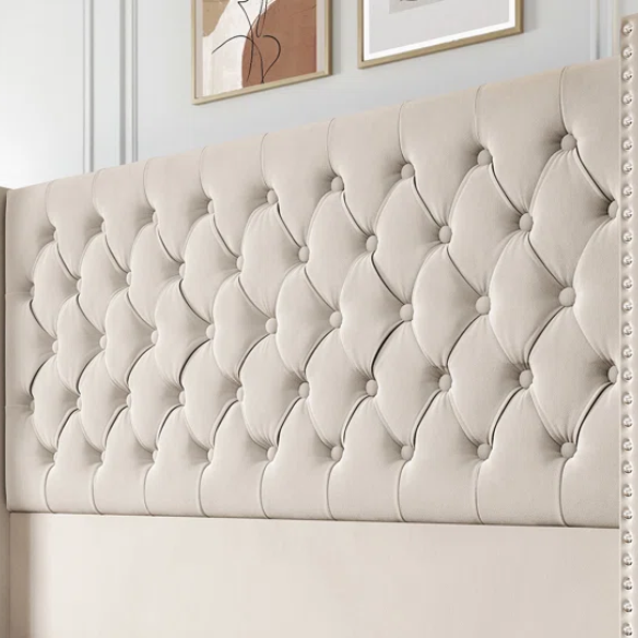 Queen Size Upholstered Velvet Bed – The Epitome of Luxury and Comfort with Majestic 61.4-Inch Extra-High Headboard