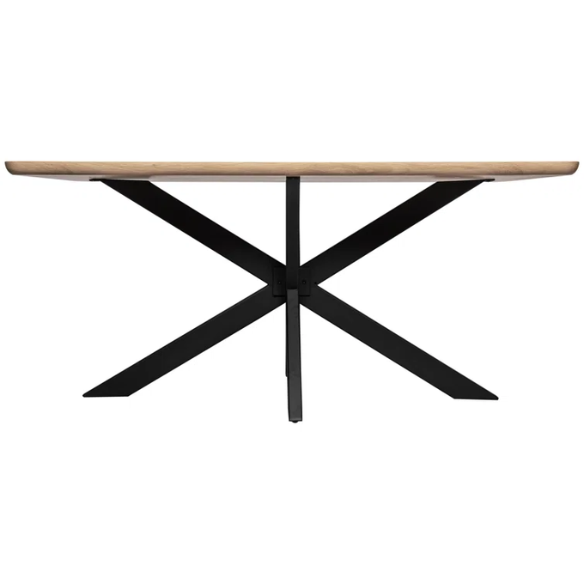 63-Inch Wood Dining Table with X-Cross Geometric Metal Base – Modern Rectangular Design, Durable MDF Top, and Sturdy Powder-Coated Base