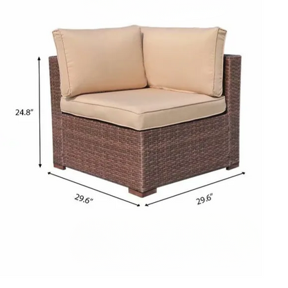 7-Piece Modular Patio Furniture Set | Wicker Outdoor Sectional Sofa with PE Rattan, Plush Pillowtop Cushions, and Coffee Table