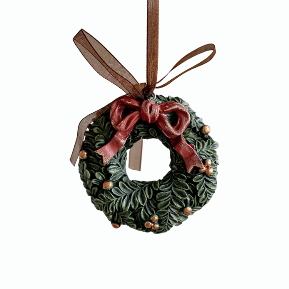 Retro Red Bow and Garland Christmas Ornament – Classic Festive Holiday Décor