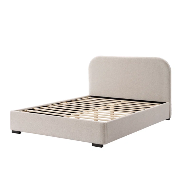 Bouclé Platform Bed with Arched Headboard – Modern Design, Easy Assembly, and Superior Comfort for King Size