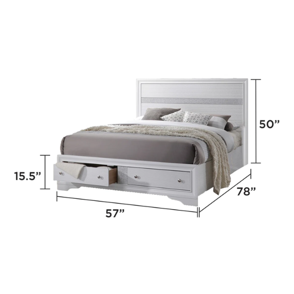 Elegant Full Size 5-Piece Bedroom Set – Featuring a Beautifully Crafted Headboard and Two Functional Storage Drawers for Added Convenience