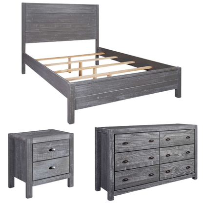 Rustic Farmhouse Aesthetic 4-Piece Queen Bedroom Set in Solid Wood – Charming and Durable