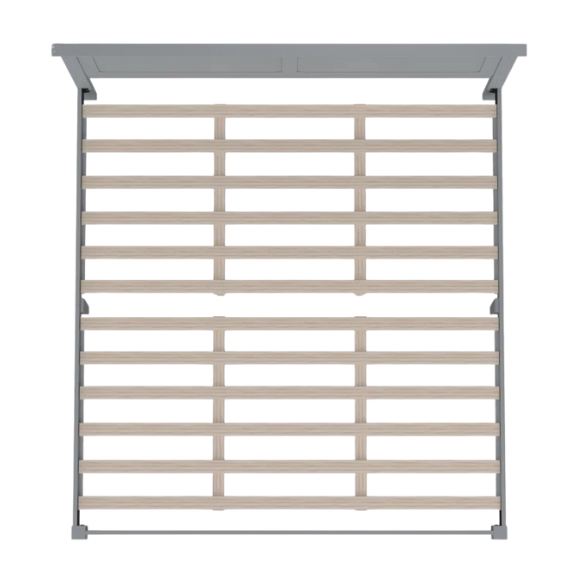 King Size Solid Oak Platform Storage Bed with Inset Panel Headboard, Molding Detail, and Slat System