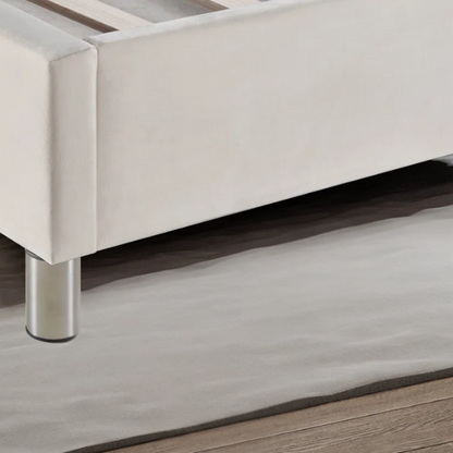Velvet Upholstered Queen Size Platform Bed with Tufted Button Detail on Headboard