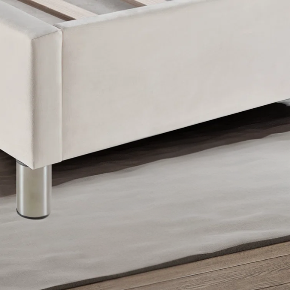 Velvet Upholstered Queen Size Platform Bed with Tufted Button Detail on Headboard