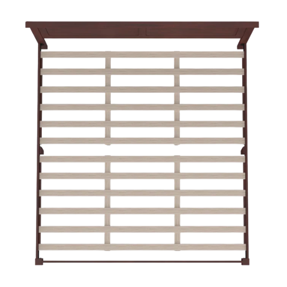 King Size Solid Oak Platform Storage Bed with Inset Panel Headboard, Molding Detail, and Slat System