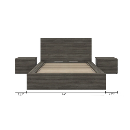 Elegant 3-Piece Wood Bedroom Set – Full Double Size Bed with Stylish Headboard and 2 Matching Nightstands
