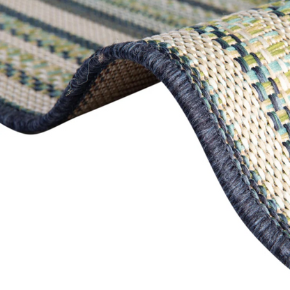 Coastal-Inspired Geometric Rug – Fade & Stain-Resistant,Ivory,Green,Blue Pattern, Ideal for Indoor/Outdoor Use