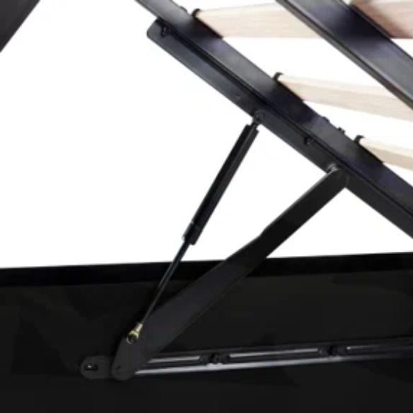 Modern King Size Upholstered Platform Bed with Hydraulic Lift Storage – Sleek Grooved Headboard, Space-Saving Design, and No Box Spring Needed