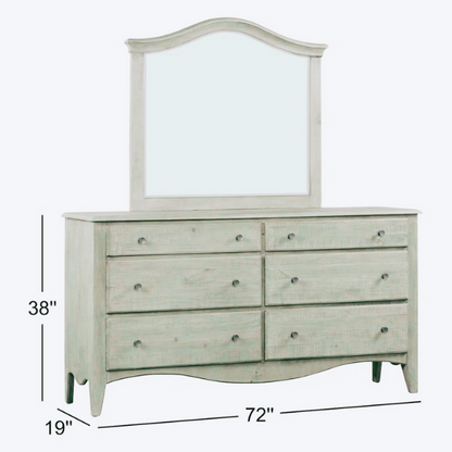 Rustic Charm Meets Chic Elegance: Solid Wood Platform King Size Bedroom Set with Scalloped Edges, Weathered White Wash Finish, Unique Grain Patterns, Angled Feet, and Oil-Rubbed Bronze Drawer Pulls