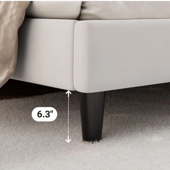 Luxurious Upholstered Platform Bed – Full/Double Size with Velvet Upholstery and Striped Headboard for Elegant Comfort