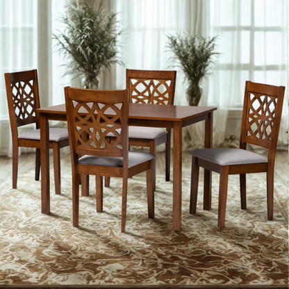 Modern Fabric and Wood Dining Set – Where Elegance Meets Comfort and Style