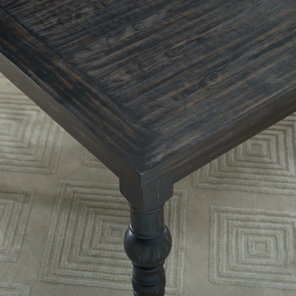 7-Piece Dark-Wash Wood Dining Set with Turned Legs – Classic Traditional Style with Distressed Finish