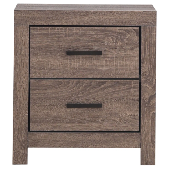 Rustic Charm 4-Piece Platform Queen Bedroom Set – Includes Bed, Nightstand, Dresser, and Mirror with Spacious Storage and Dark Bronze Pull Handles