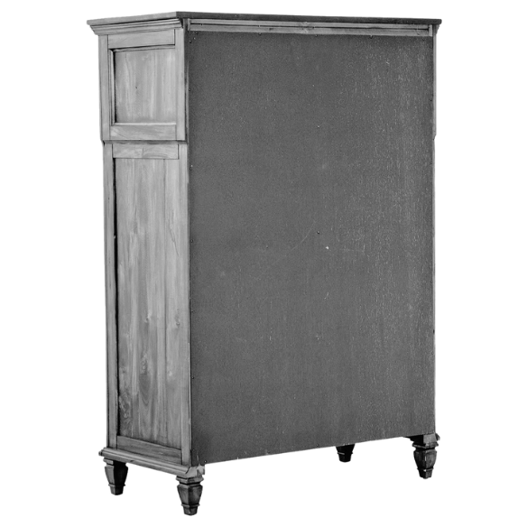 Exquisite Old-World Charm with Glamorous Flair – 5-Piece King Bedroom Set in Grey with Crown Molding, Felt-Lined Drawers, and Built-In Outlets