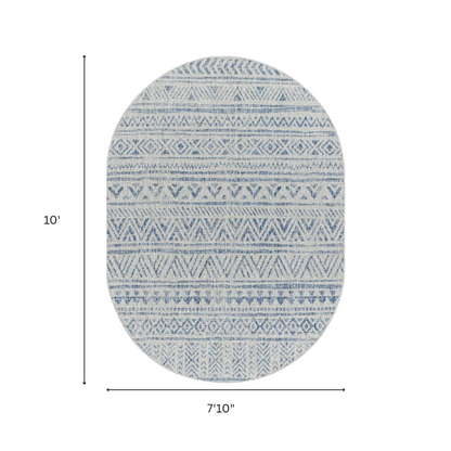 Striped Geometric Area Rug – Blue & Taupe, Durable Polypropylene, Low-Pile Design for High-Traffic Indoor/Outdoor Spaces
