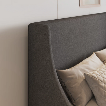 Luxurious King Size Upholstered Platform Bed with Deluxe Wingback Headboard – Soft Velvet and Linen Blend Upholstery, Sturdy Solid Wood Frame, and Modern Minimalist Design for Ultimate Comfort
